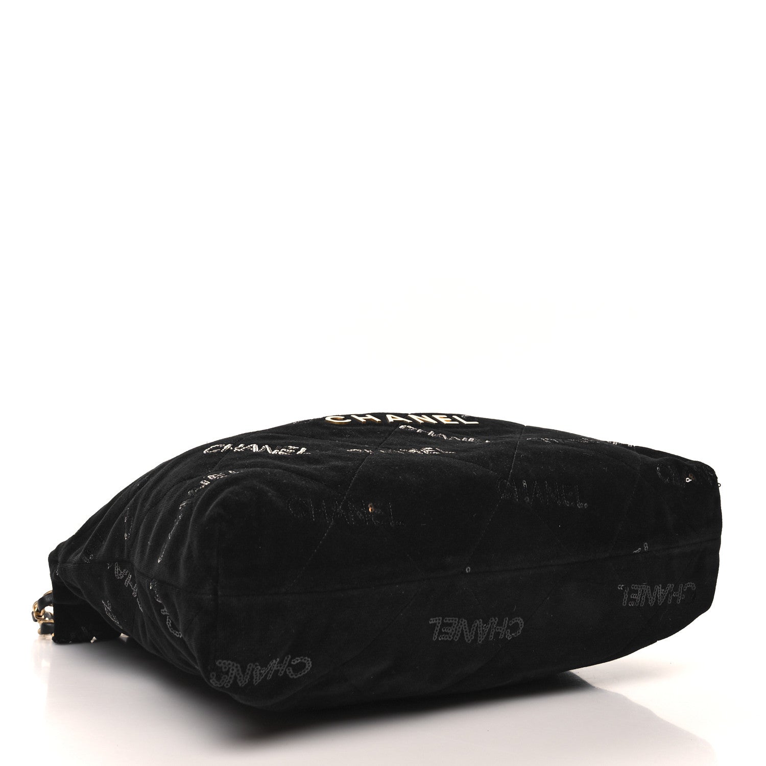 Chanel Velvet Sequin Quilted Chanel 22 Black 4 of 10