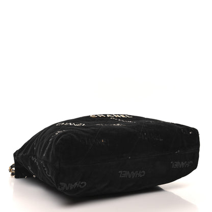 Chanel Velvet Sequin Quilted Chanel 22 Black 4 of 10
