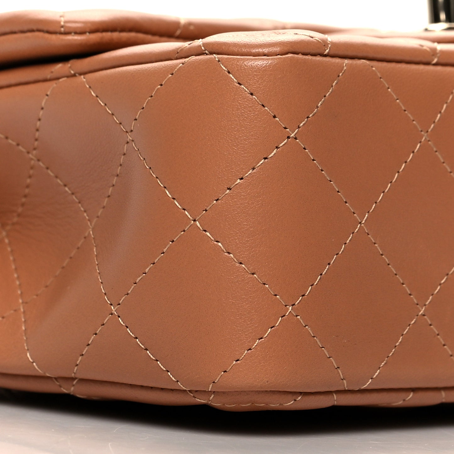 Lambskin Quilted Mini Rectangular Flap Brown