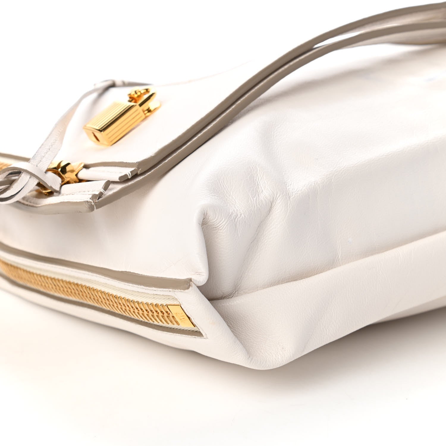 Tom Ford Ramskin Large Alix Padlock Zip Shoulder Bag White 7 of 12