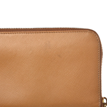 Prada Saffiano Zip Around Wallet Caramel 9 of 9