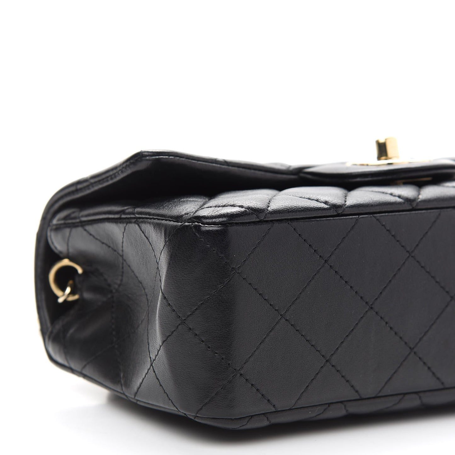 Lambskin Quilted Mini Rectangular Flap Black