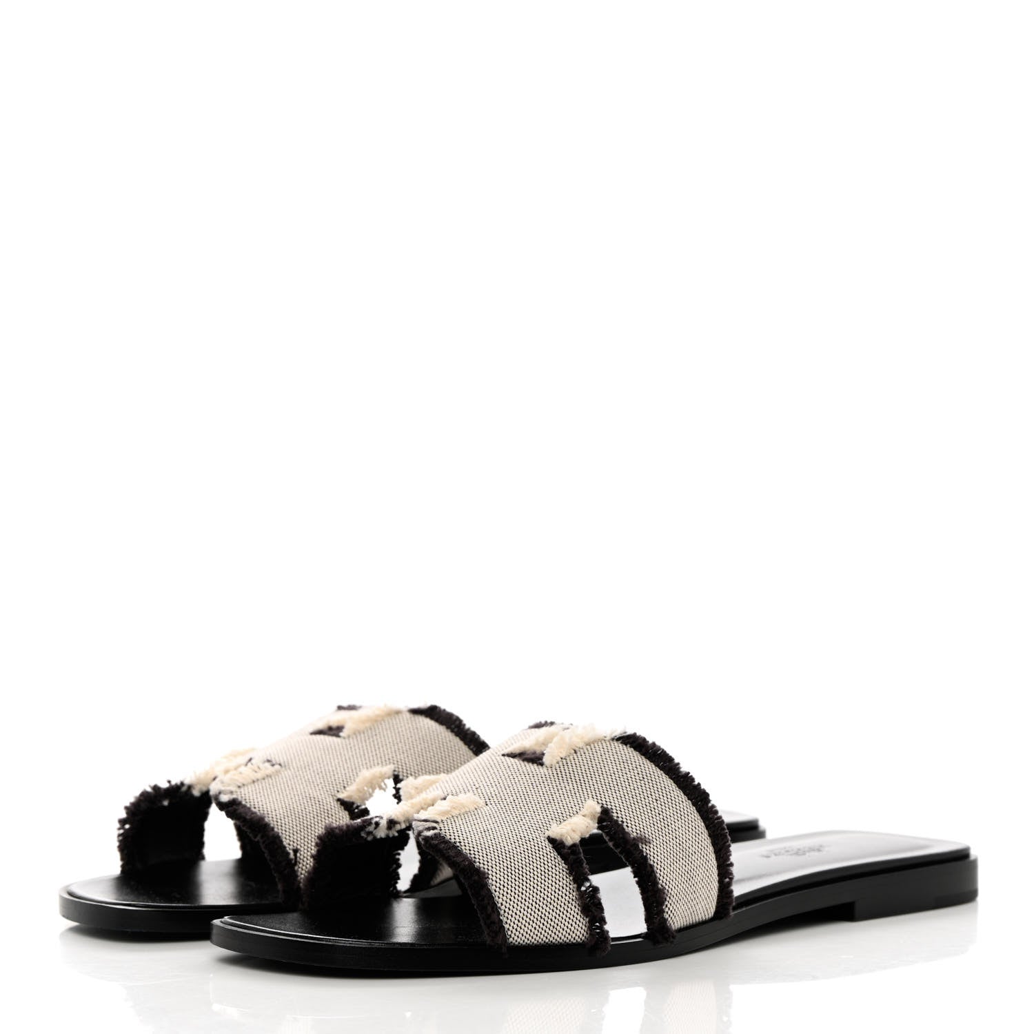 Hermes Toile H Oran Fringe Sandals 39 Prunoir 3 of 13