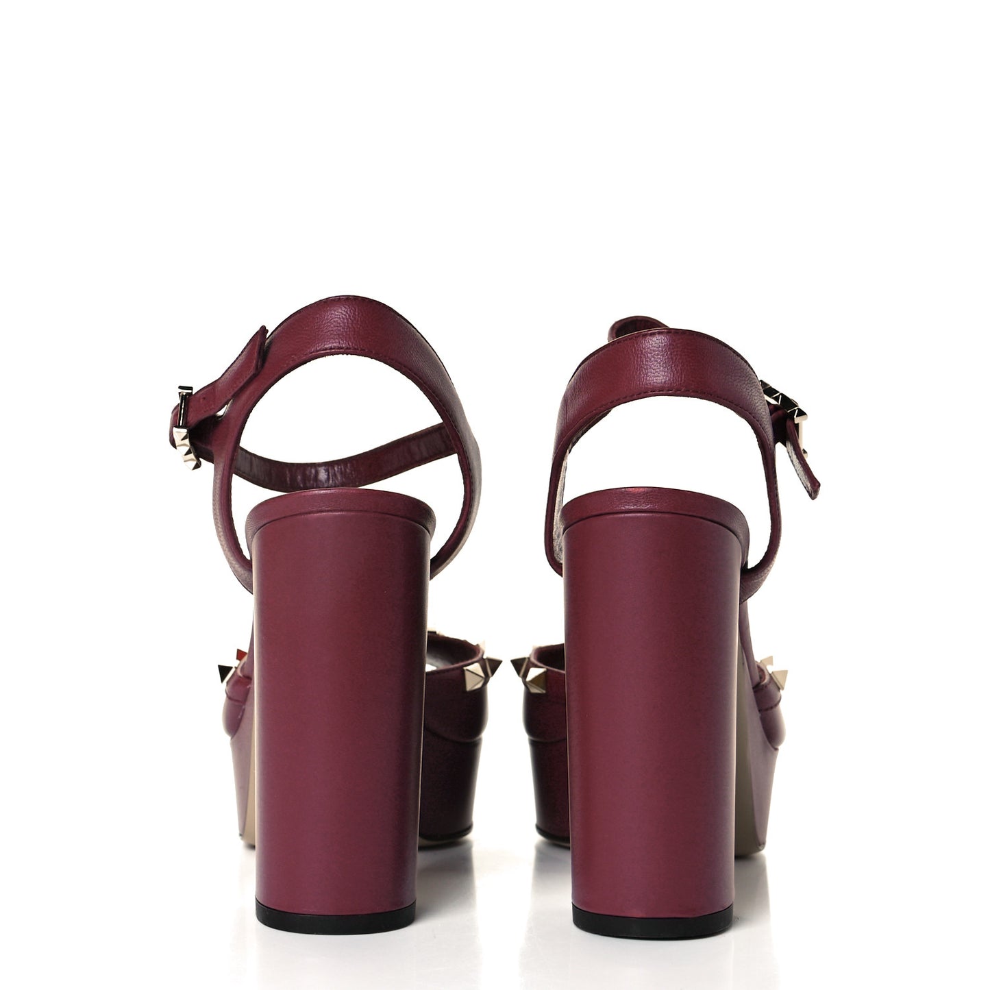 Calfskin Rockstud Platform Sandals 38.5 Cerise