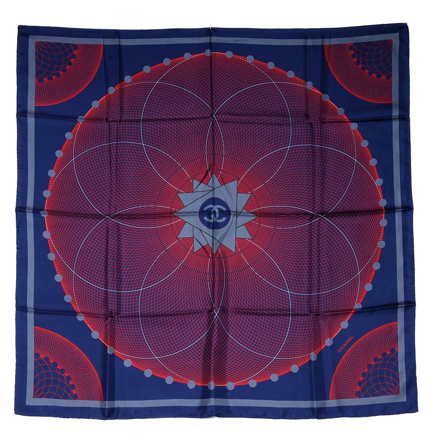 Silk Spiro Scarf Blue Red