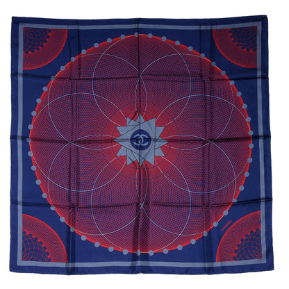 Chanel Silk Spiro Scarf Blue Red 2 of 5