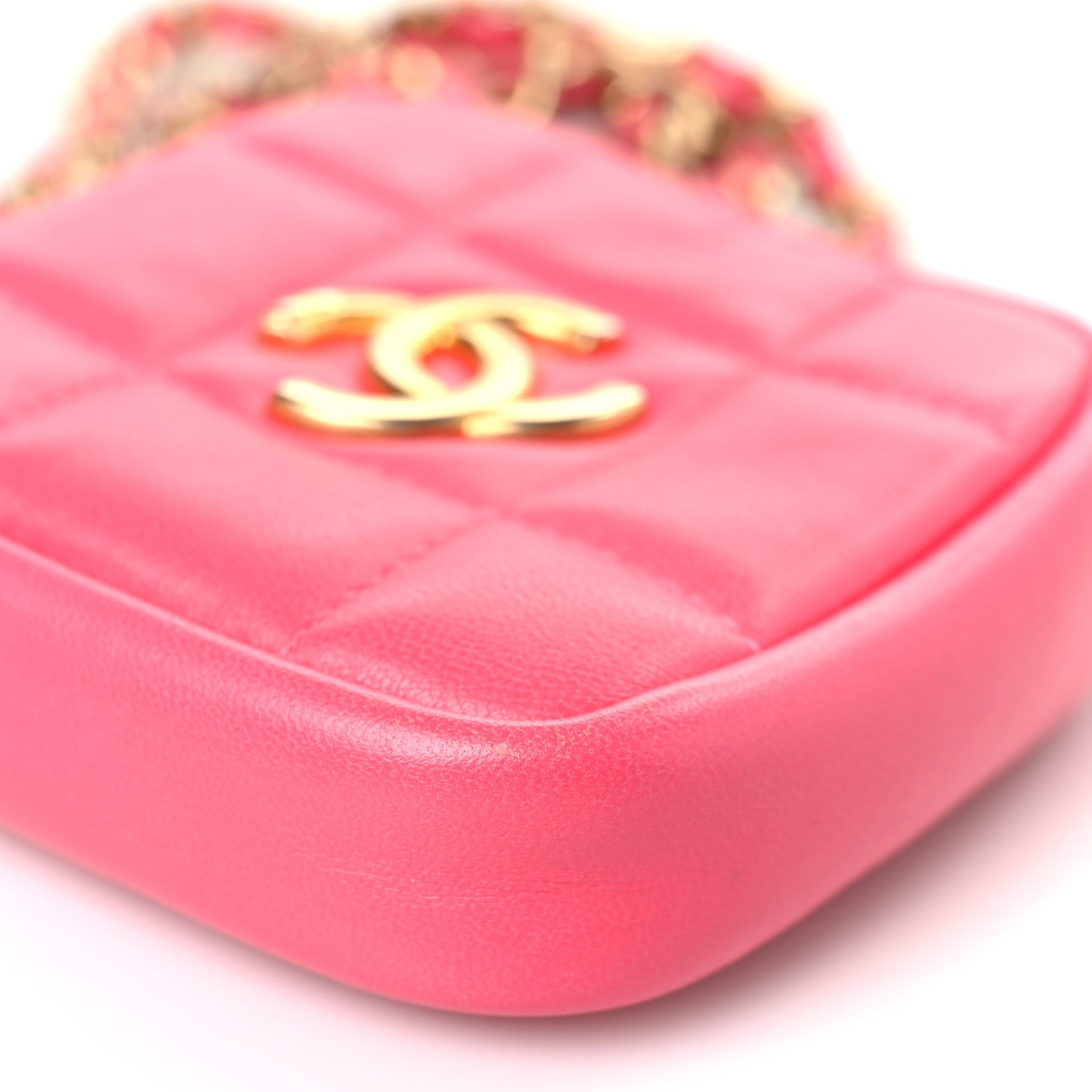 Lambskin Quilted Clutch With Chain Bag Pink