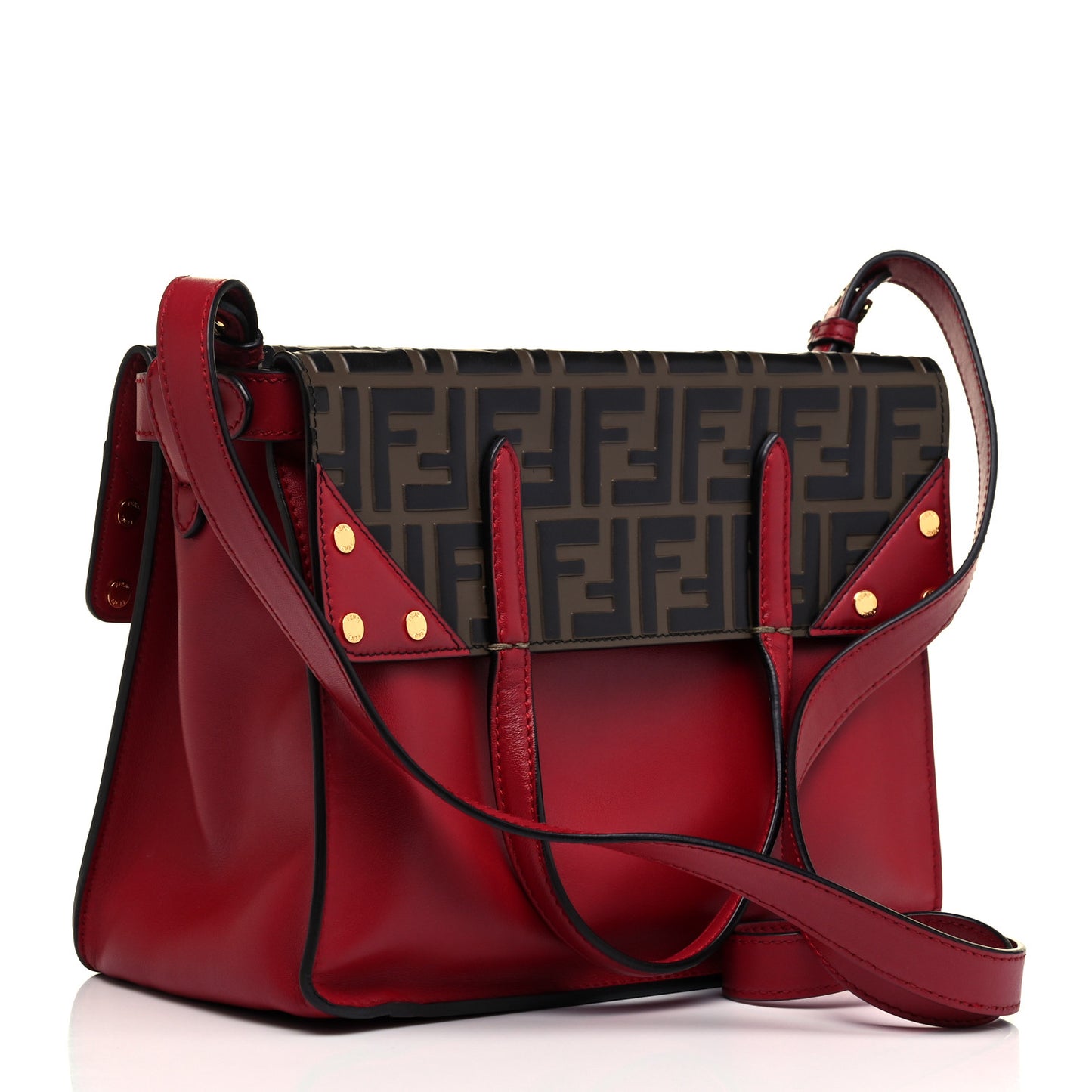 Vitello Grace Bi-Color FF 1974 Embossed Flip Tote Fragola Maya Black