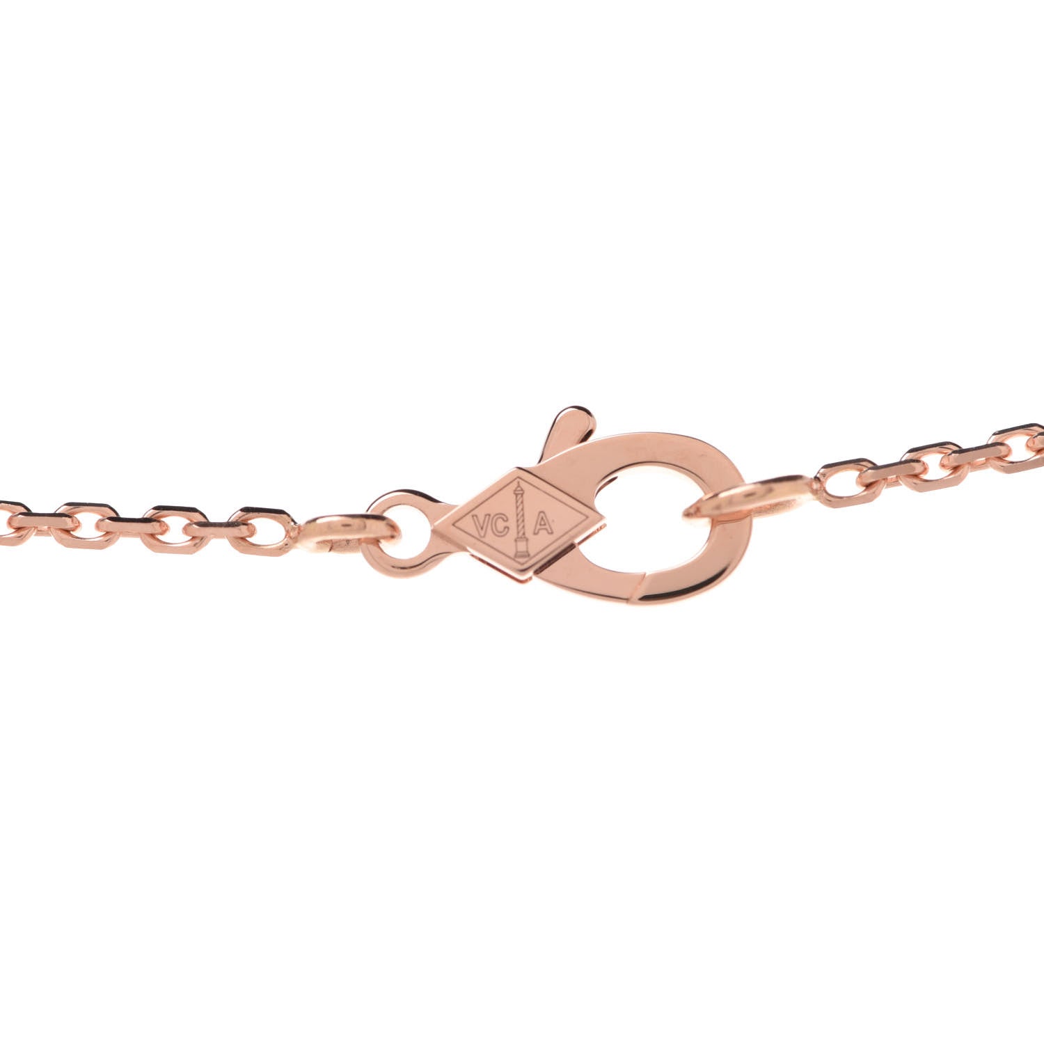 Van Cleef & Arpels 18K Rose Gold Diamond Rhodonite Vintage Alhambra Pendant Necklace 5 of 7