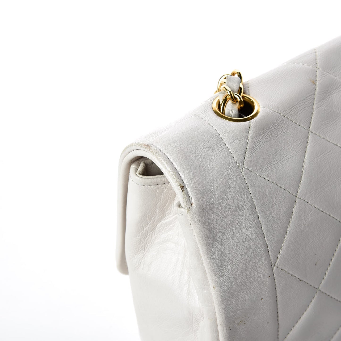 Lambskin Quilted Small Single Flap White
