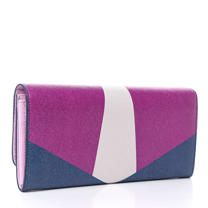 Fendi Vitello Elite Crystal Eye Monster Continental Wallet Cobalt Lavender Pink 3 of 9