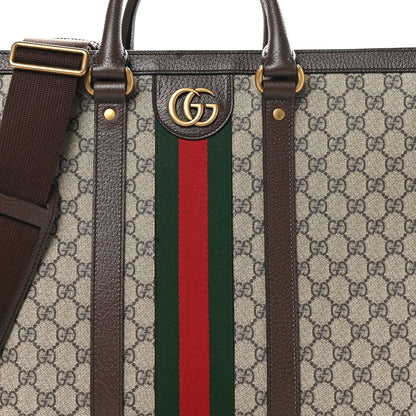 Gucci GG Supreme Monogram Textured Dollar Calfskin Web Large Ophidia Tote Bag Beige Ebony 8 of 11