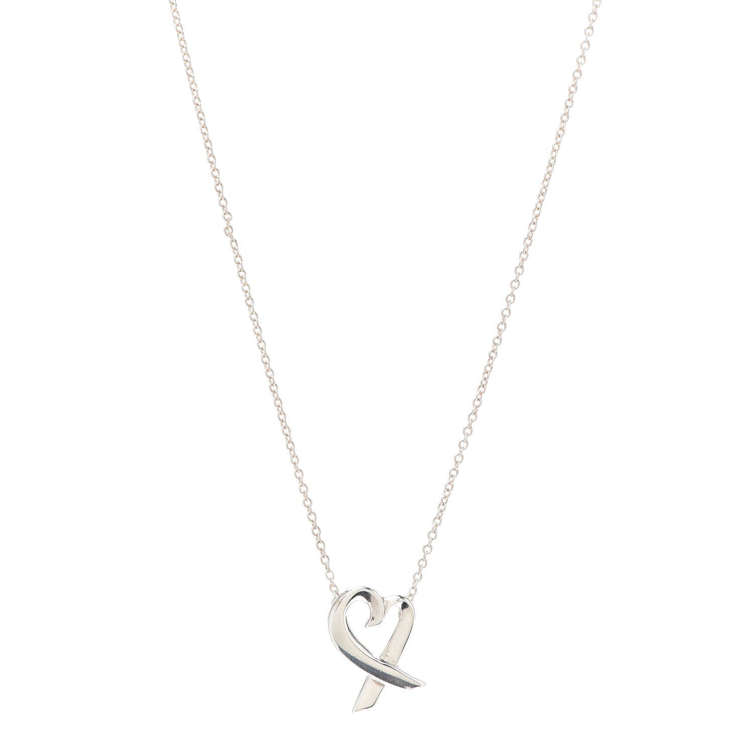 Tiffany Sterling Silver Small Paloma Picasso Loving Heart Pendant Necklace 1 of 5