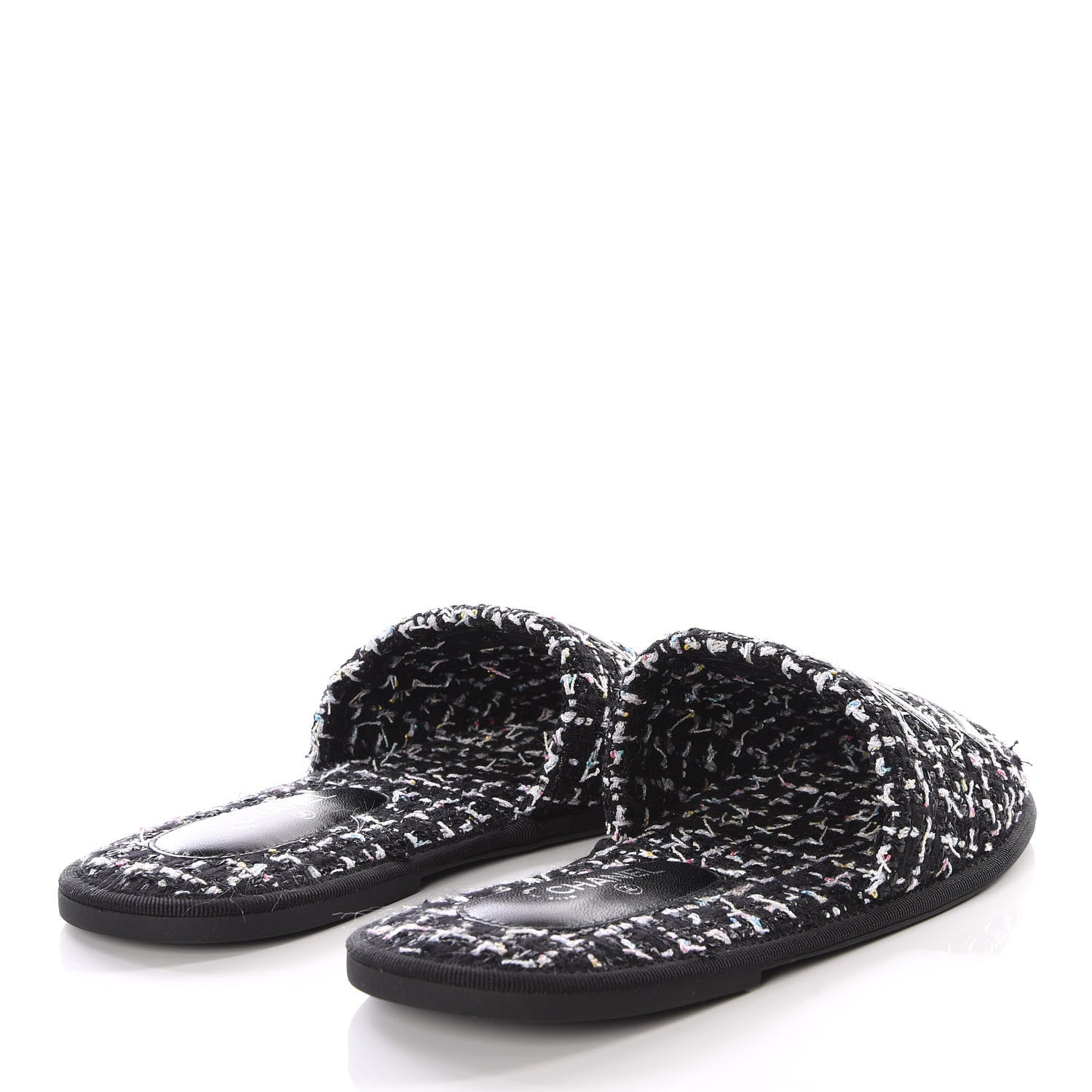 Chanel Tweed CC Flat Mules S Black 4 of 10