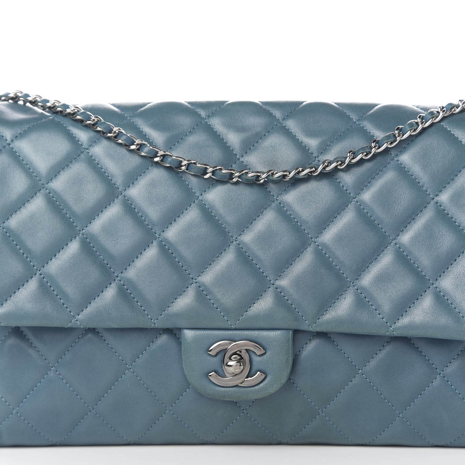 Chanel Lambskin Quilted Clutch With Chain Flap Turquoise 11 of 12
