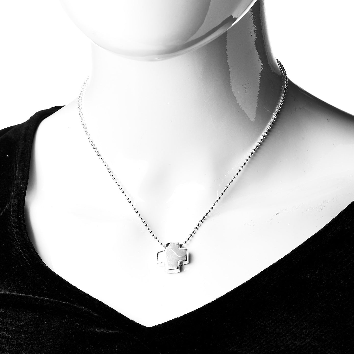 Sterling Silver Square Cross Pendant Necklace