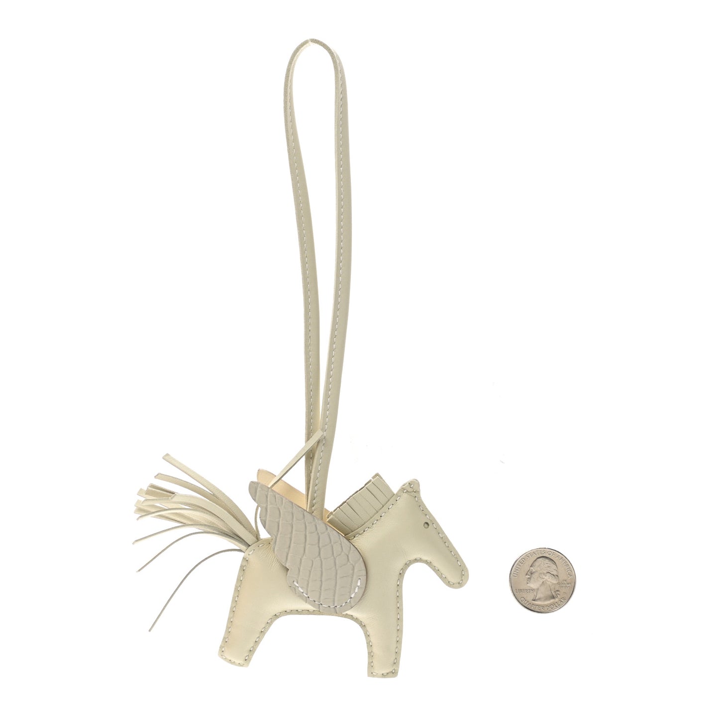 Milo Lambskin Matte Alligator Touch Grigri Rodeo Pegase Horse Bag Charm PM Craie Nata Beton
