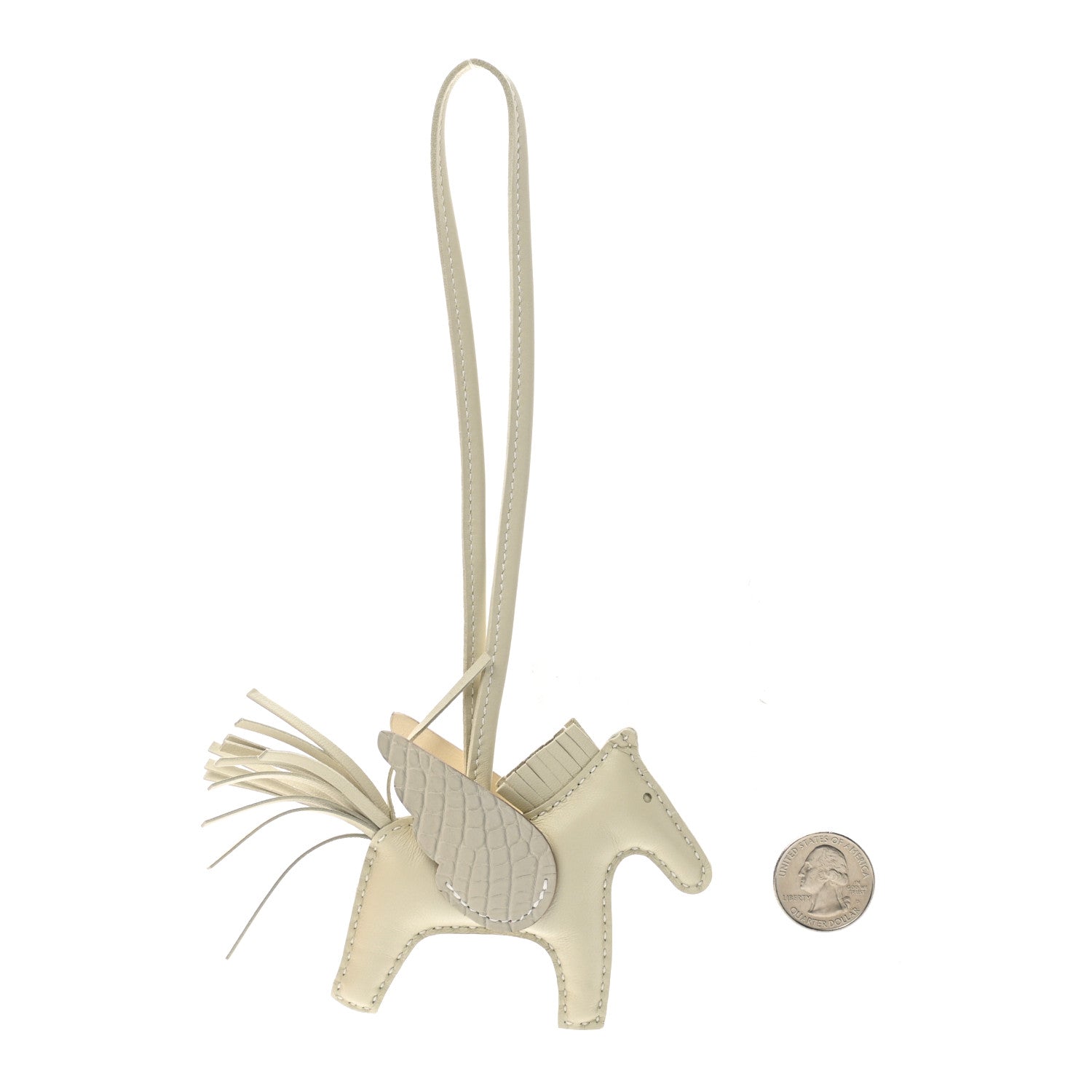 Hermes Milo Lambskin Matte Alligator Touch Grigri Rodeo Pegase Horse Bag Charm PM Craie Nata Beton 2 of 5