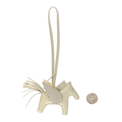Hermes Milo Lambskin Matte Alligator Touch Grigri Rodeo Pegase Horse Bag Charm PM Craie Nata Beton 2 of 5