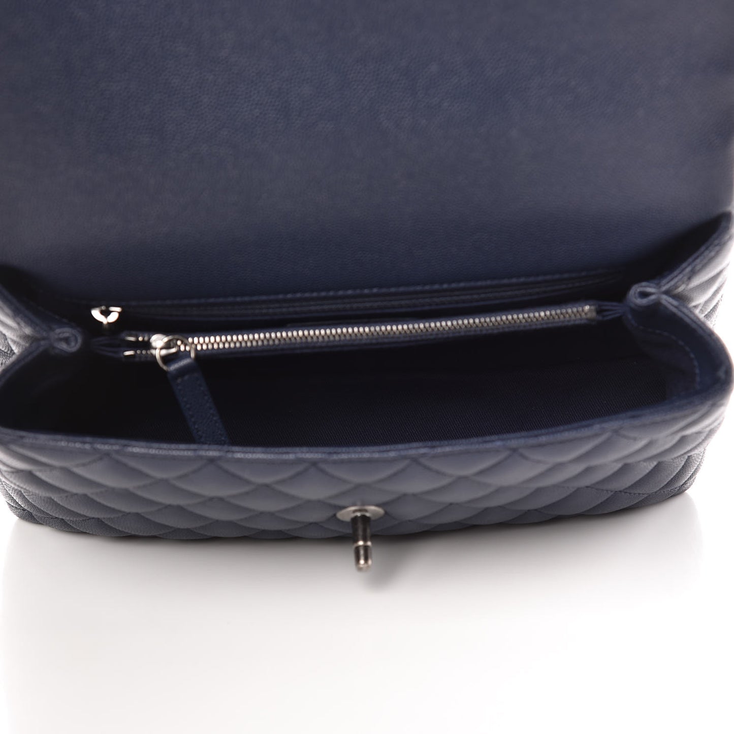 Caviar Quilted Small Coco Handle Flap Navy