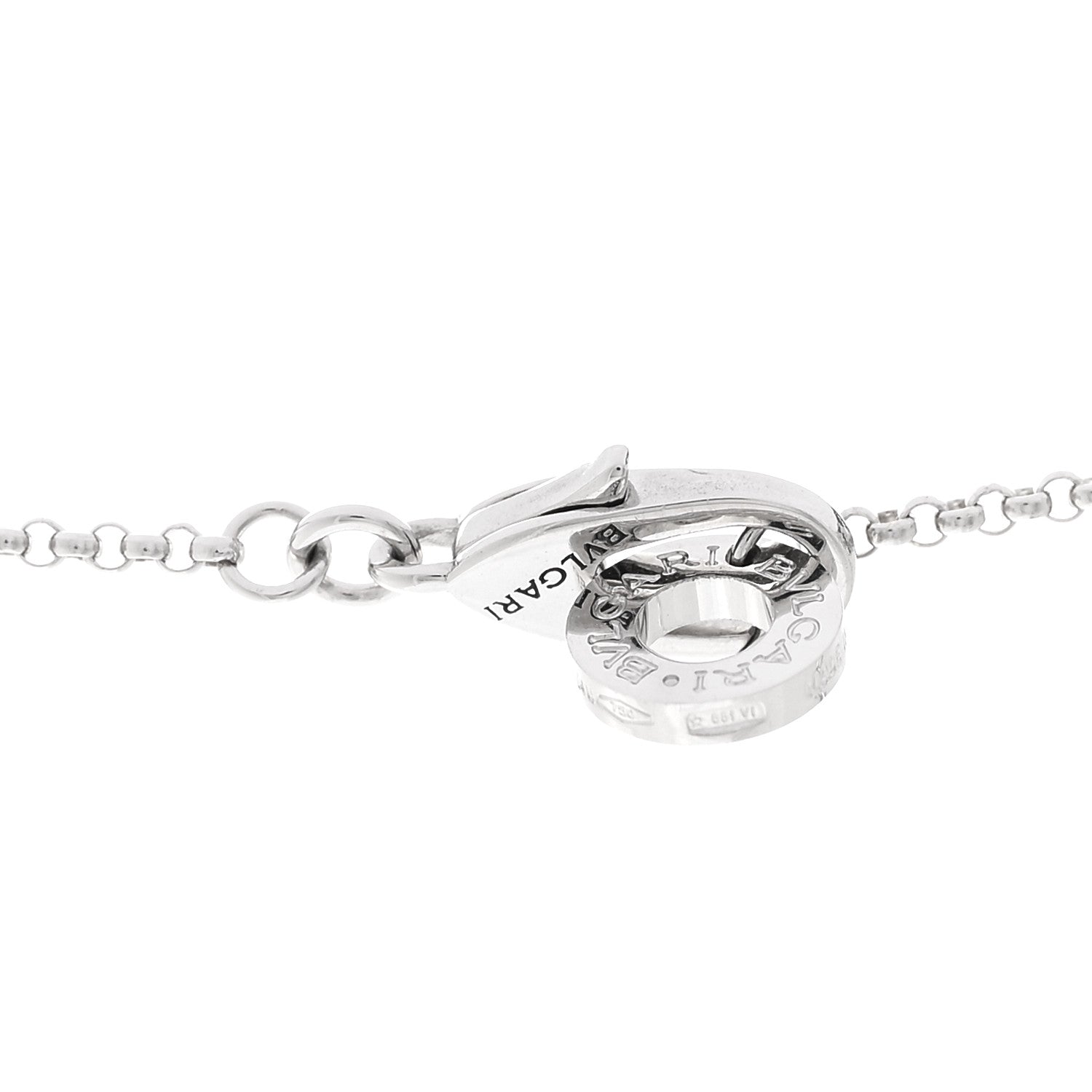 Bulgari 18K White Gold Diamond Small B.Zero1 Pave Pendant Necklace 4 of 5