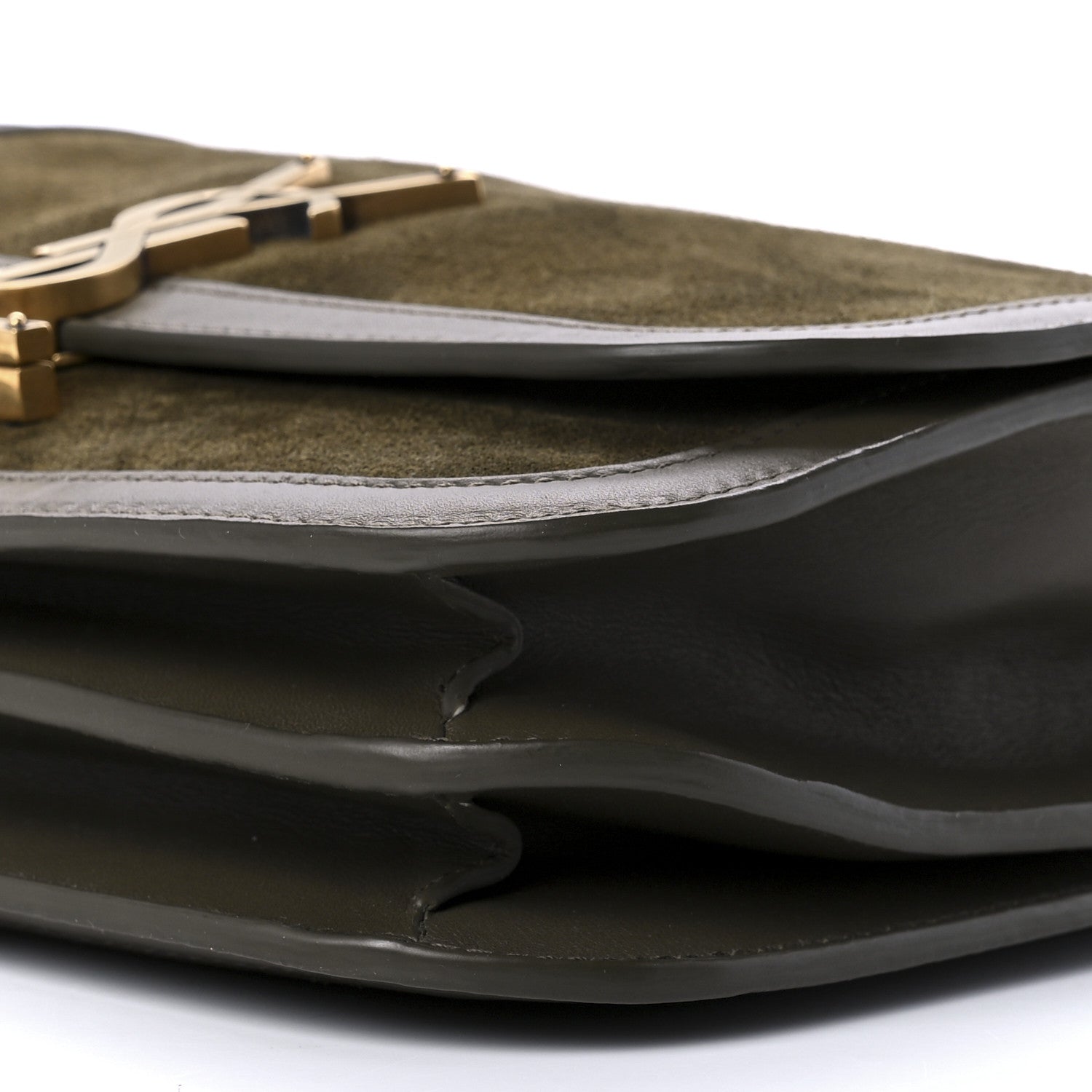 Saint Laurent Suede Smooth Calfskin Monogram Medium Solferino Soft Satchel Sesame Seaweed 10 of 10