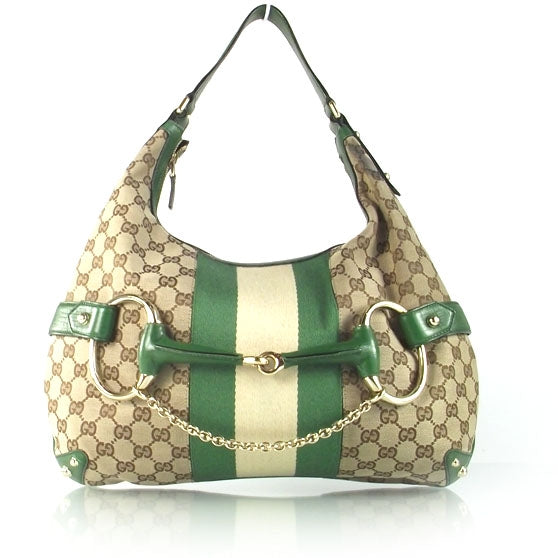 Monogram Large Horsebit Web Shoulder Bag
