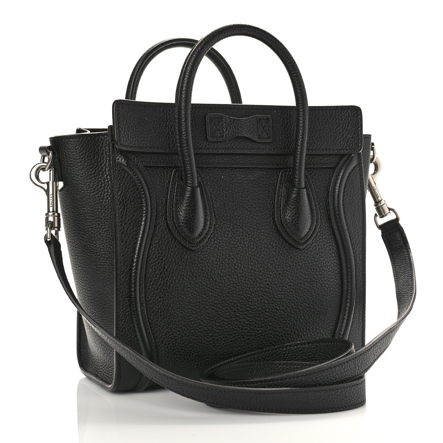 Celine Drummed Calfskin Nano Luggage Black 3 of 8
