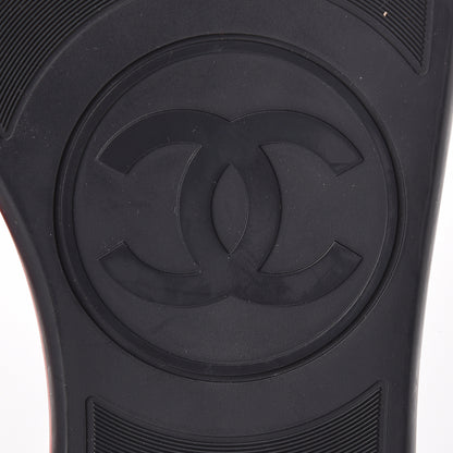 Chanel Suede Calfskin Quilted Chain Thong Sandals 36.5 Red 8 of 12