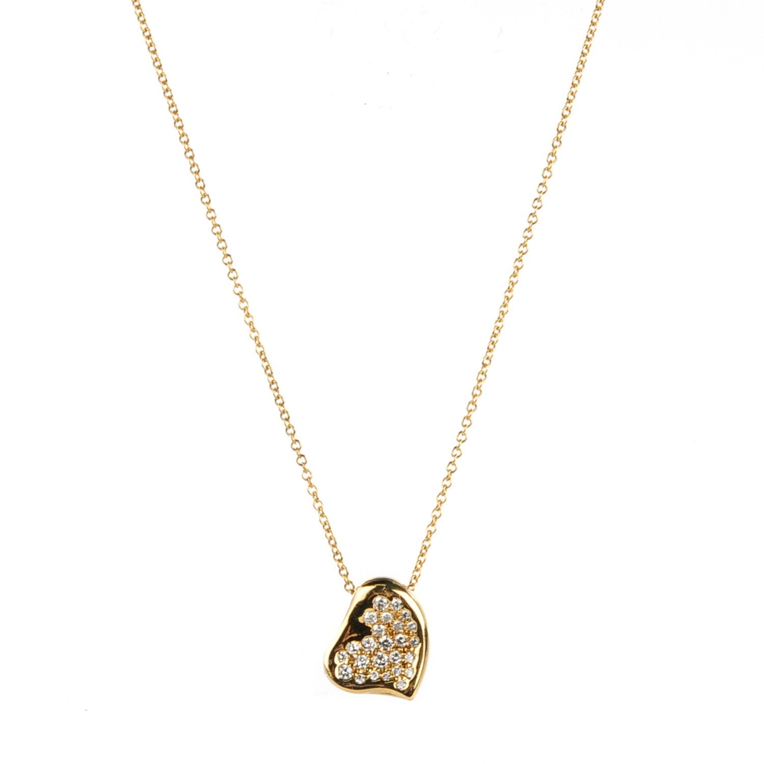 Tiffany 18K Yellow Gold Diamond Elsa Peretti Full Heart Pendant Necklace 1 of 6