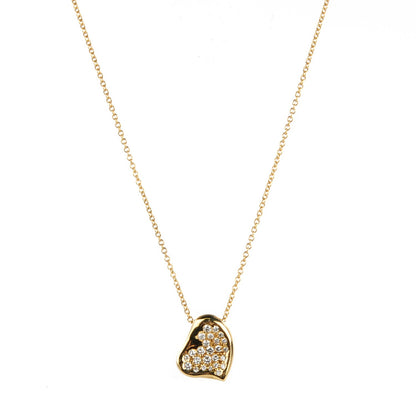 Tiffany 18K Yellow Gold Diamond Elsa Peretti Full Heart Pendant Necklace 1 of 6