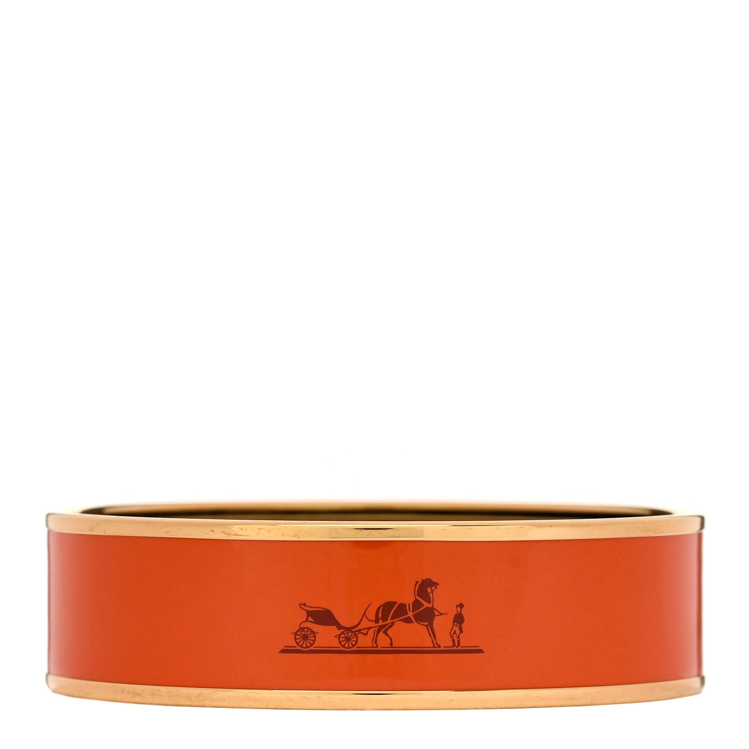 Hermes Enamel Printed Caleche Wide Bracelet 70 Orange 1 of 4