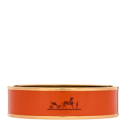 Hermes Enamel Printed Caleche Wide Bracelet 70 Orange 1 of 4