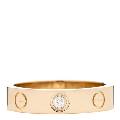 Cartier 18K Yellow Gold Diamond 4mm LOVE Wedding Band Ring 48 4.5 1 of 5