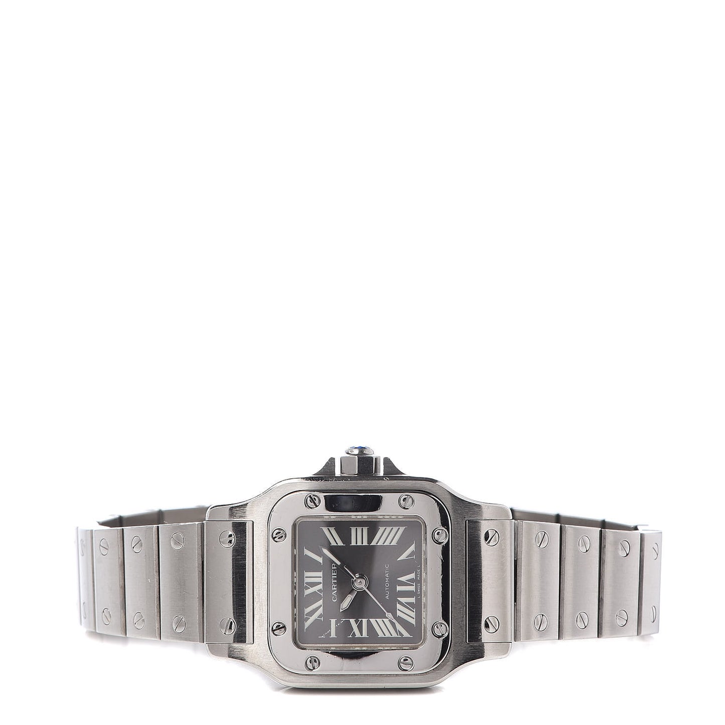 Stainless Steel 24mm Santos De Cartier Galbee Quartz Watch Black