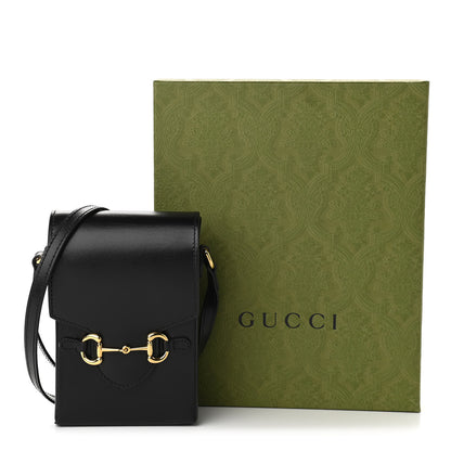 Gucci Boarded Plutone Calfskin Mini Horsebit 1955 Crossbody Bag Black 12 of 12