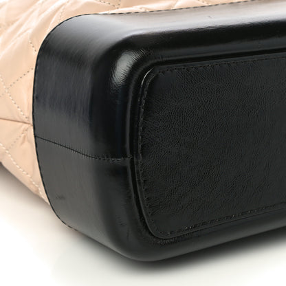 Chanel Aged Calfskin Quilted Large Gabrielle Shopping Tote Beige Black 9 of 10