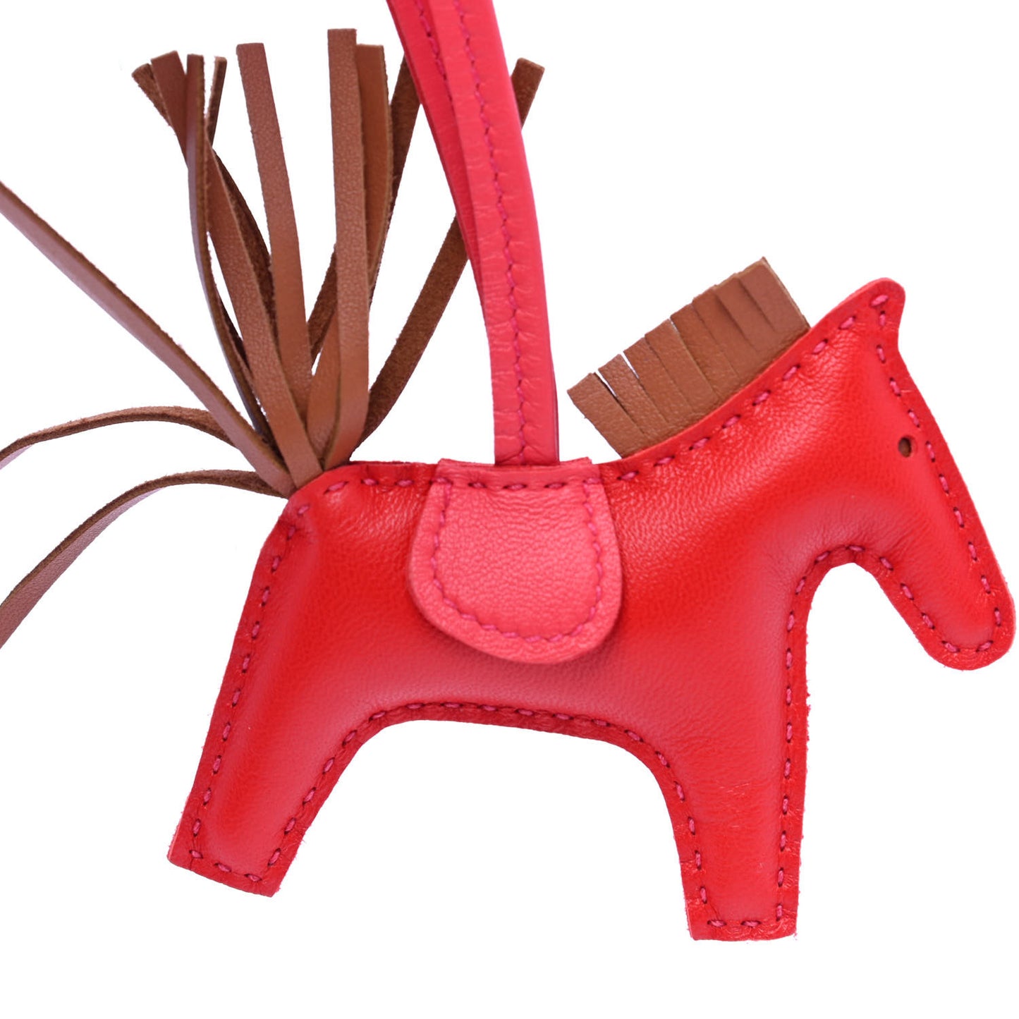 Milo Lambskin Grigri Rodeo Horse Bag Charm PM Rouge Indien Gold Bougainvillea