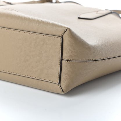 Burberry Grainy Calfskin Haymarket Check Medium Reversible Tote Camel 7 of 16