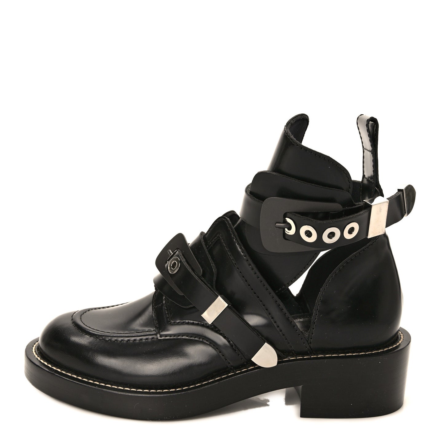 Brushed Calfskin Ceinture Ankle Boots 38.5 Black