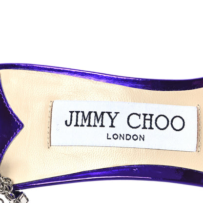 Jimmy Choo Liquid Metal Calfskin Crystal Saeda 100 Pumps 38.5 Cassis 7 of 8