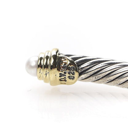 David Yurman Sterling Silver 18K Yellow Gold Pearl 4mm Cable Kids Birthstone Bracelet 4 of 4