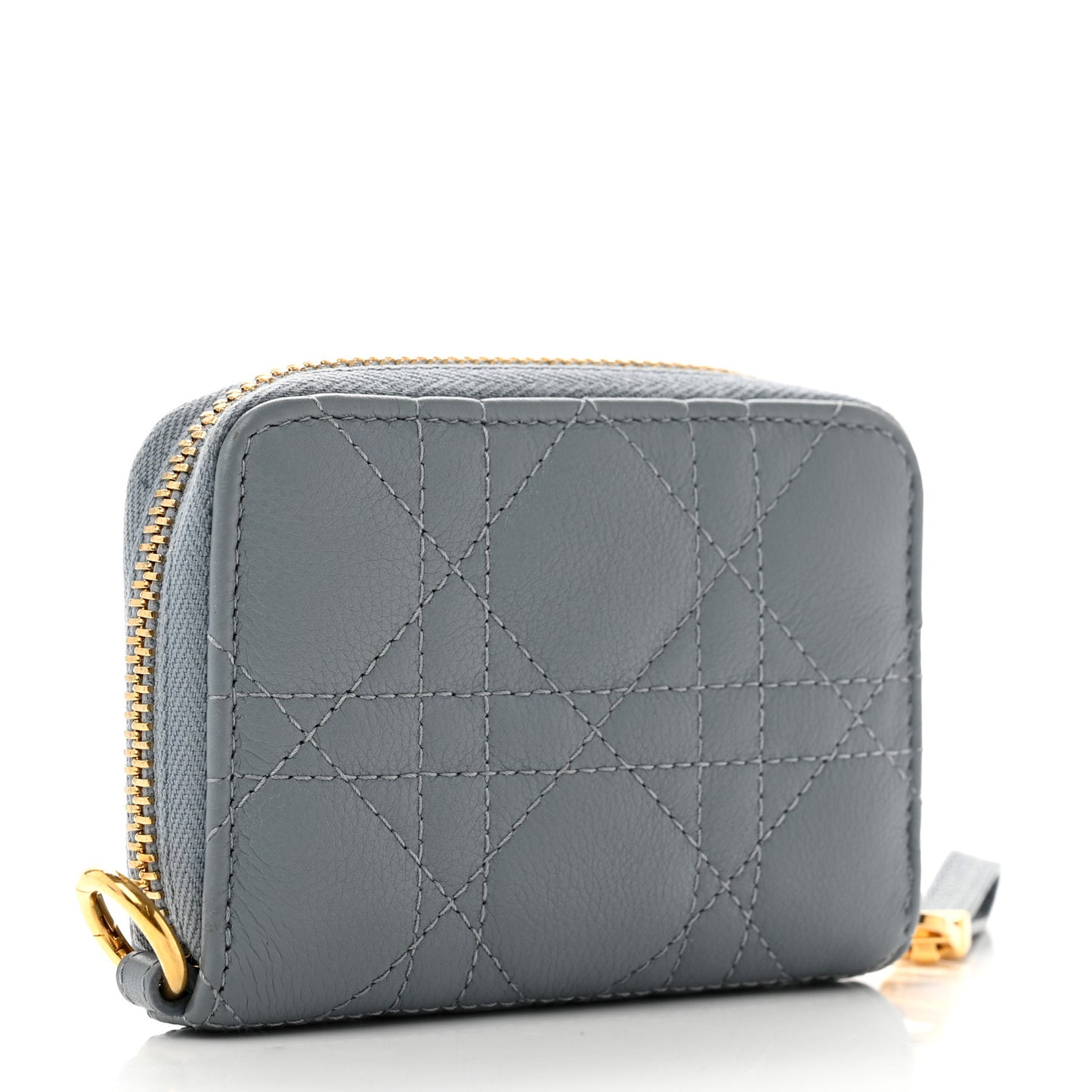 Grained Calfskin Supple Cannage Caro Compact Wallet Cloud Blue