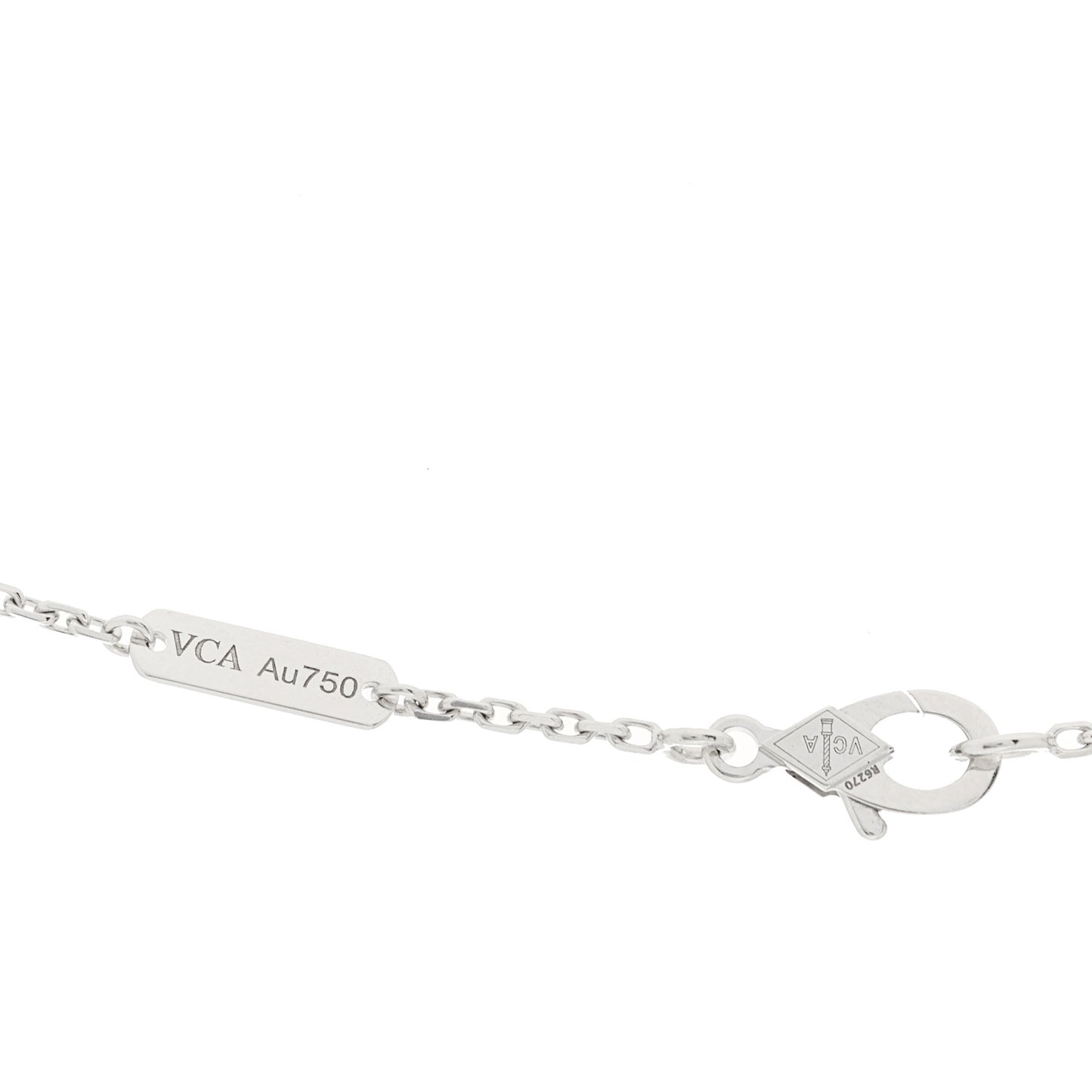 18K White Gold Mother Of Pearl Vintage Alhambra Pendant Necklace