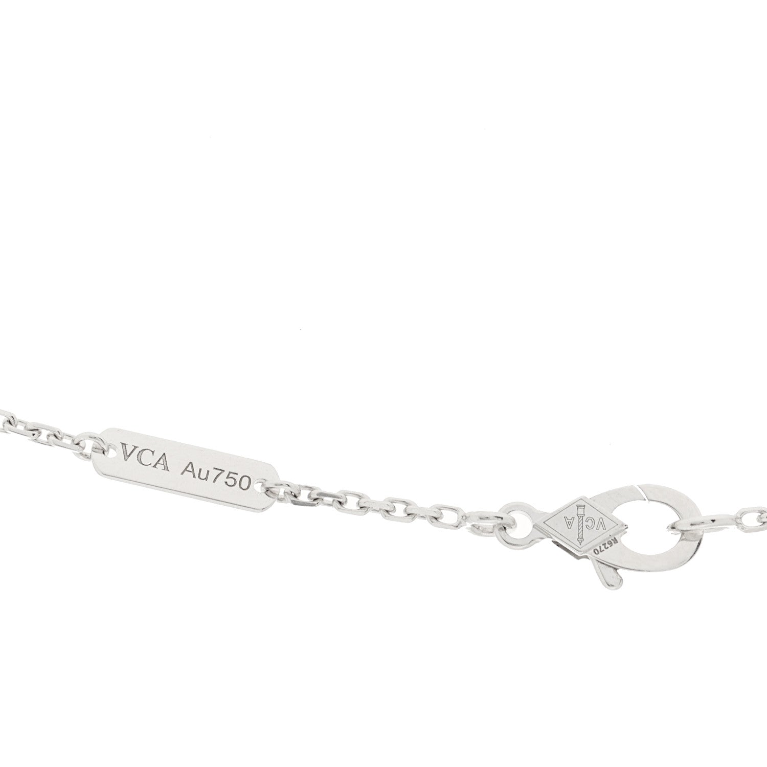 Van Cleef & Arpels 18K White Gold Mother Of Pearl Vintage Alhambra Pendant Necklace 5 of 6