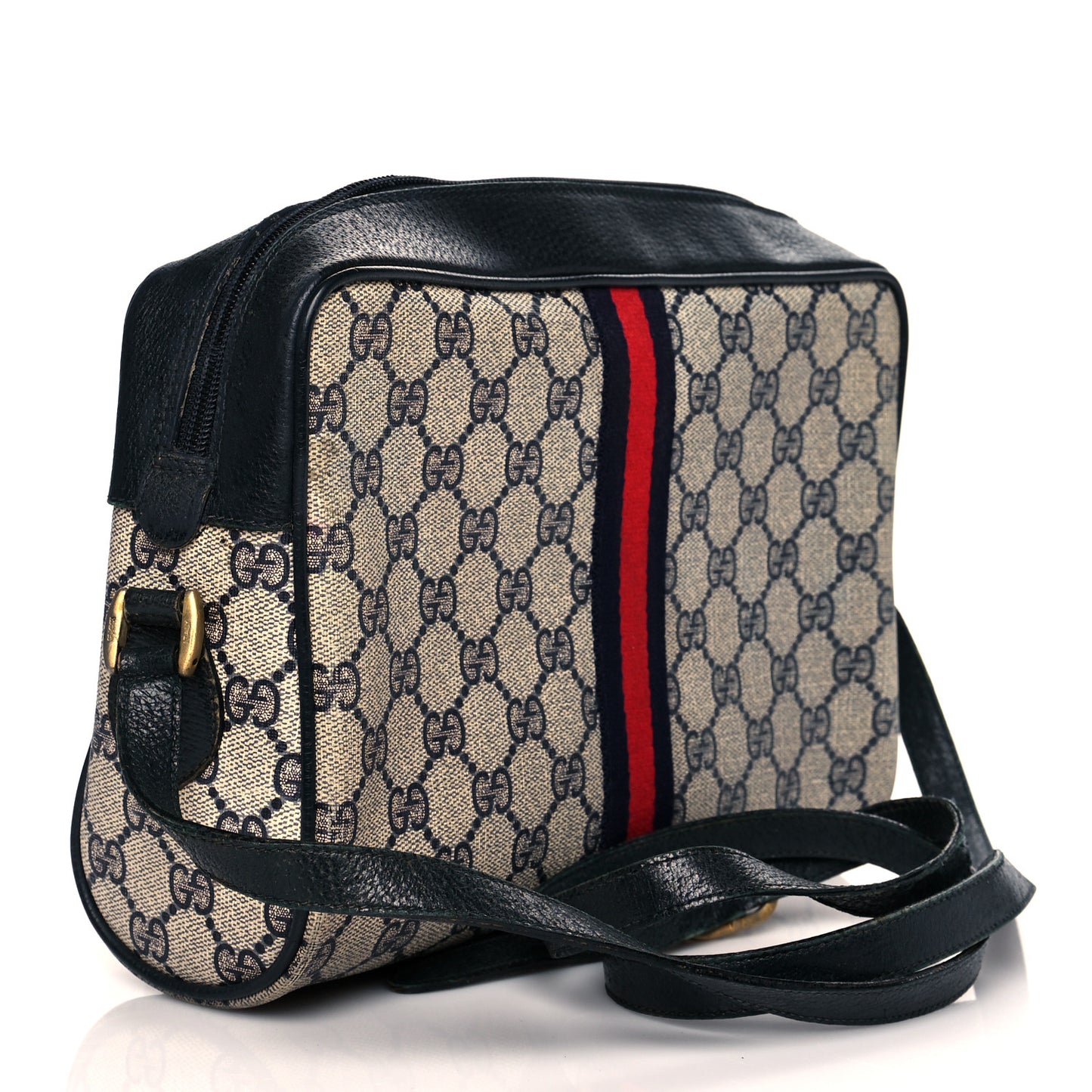 GG Plus Monogram Canvas Web Shoulder Bag Blue