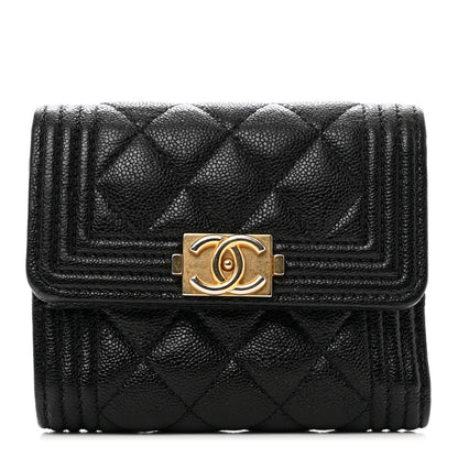 Chanel Caviar Quilted Compact Boy Wallet Black 1 of 7