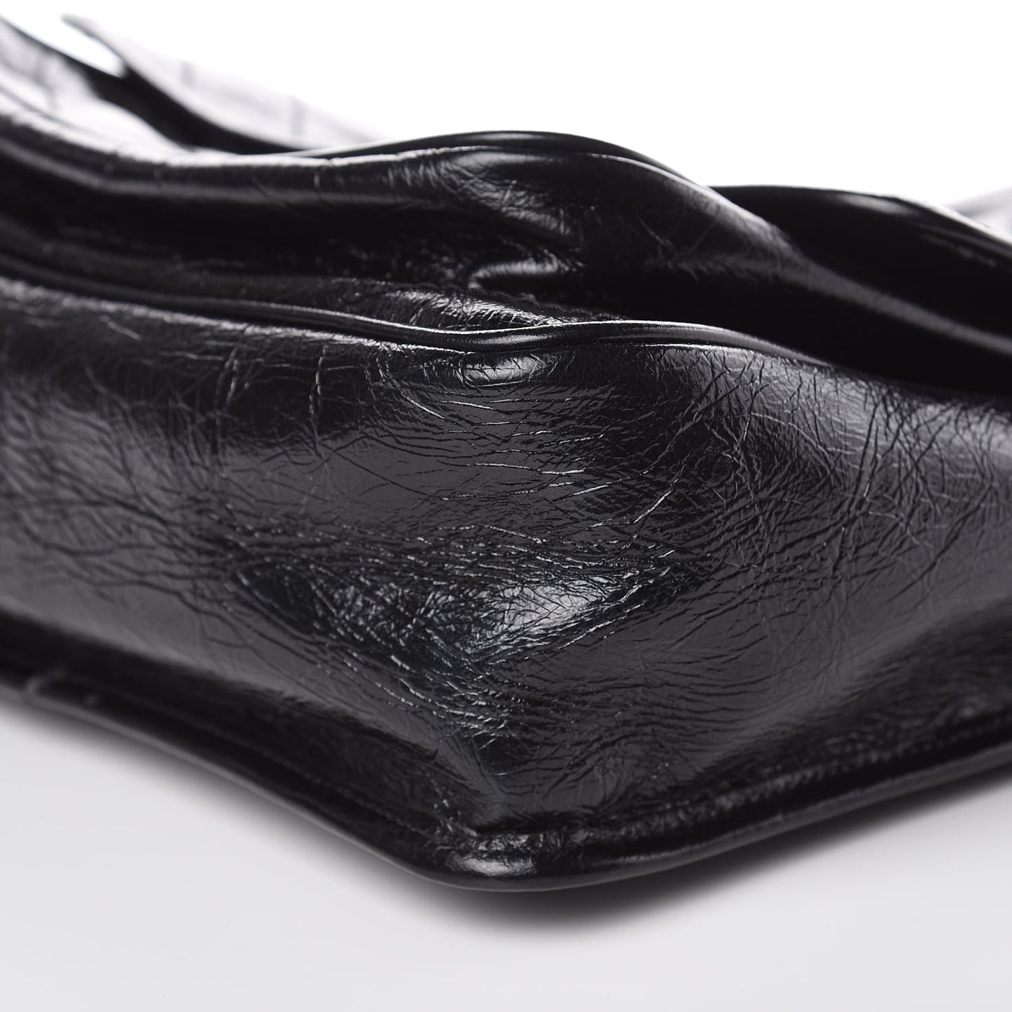 Crinkled Calfskin Matelasse Monogram Medium Niki Chain Satchel Black