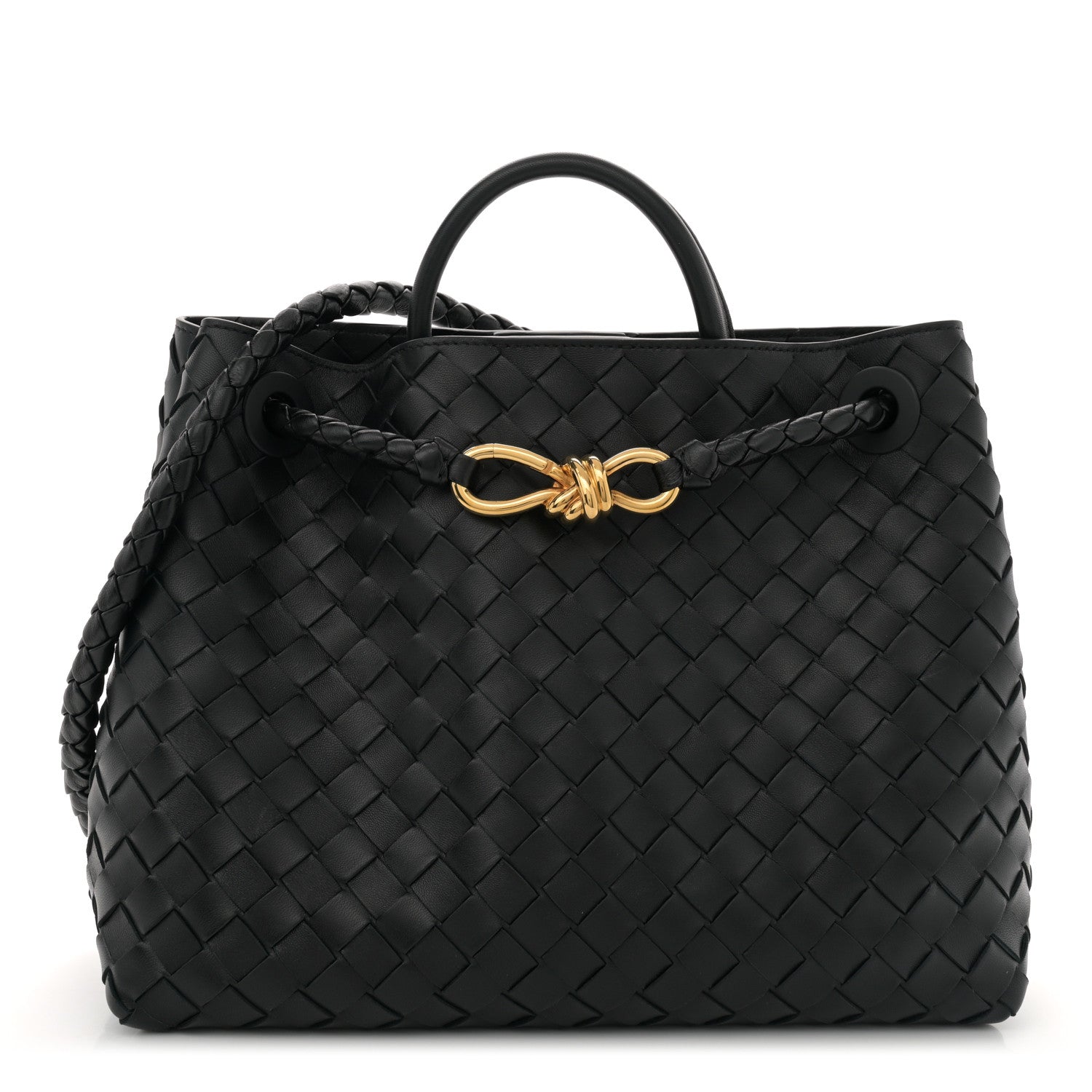 Bottega Veneta Nappa Intrecciato Medium Andiamo Shoulder Bag Black 1 of 10