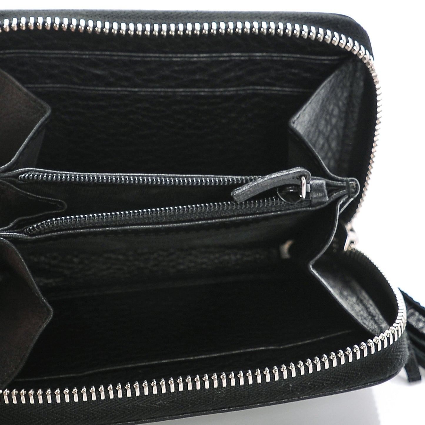 Pebbled Calfskin Studded Soho Compact Disco Zip Around Wallet Black